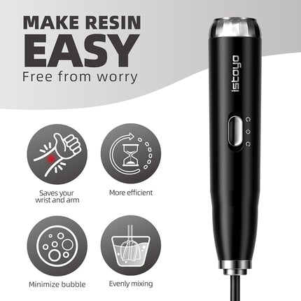 ISTOYO Resin Mixer, Handheld Battery Epoxy Stirrer with Minimizing Bubbles