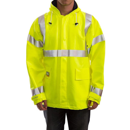 Eclipse J44122.SM ANSI 107 Class 3 Jacket with 2" Silver Reflective Tape, Small, Fluorescent Yellow/Green