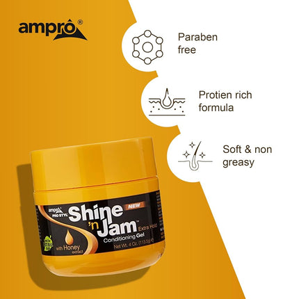 Ampro Extra Hold Shine'N Jam Conditioning Gel, 4 Ounce