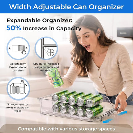BingoHive Refrigerator Organizer and Storage Width Adjustable Can Organizer