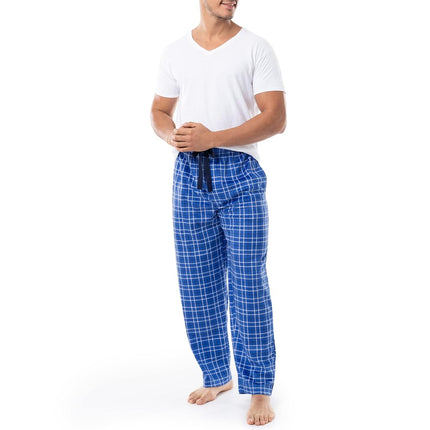 Izod Men's Silky Fleece Pyjama Bottoms, Blue/Yellow Chequered, XXL