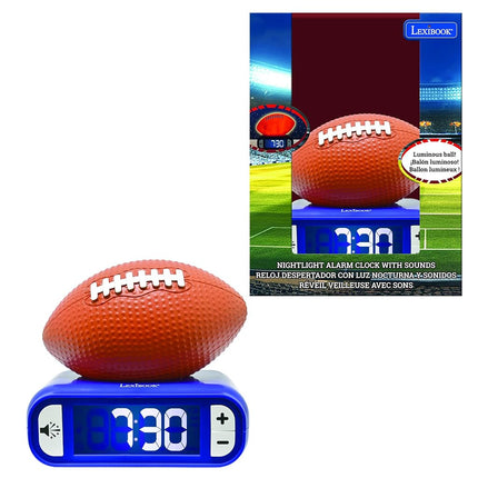 LEXiBOOK, Rl800SO Alarm Clock with Night Light with Sound and Melodies LCD Backlit Illuminated Snooze Orange/Blue