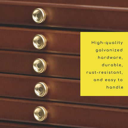 MEEDEN 10-Drawer Art Supply Storage Box - Large Capacity Multi-Function Beech-Wood Pencil Box with Drawer & Compartments for Organizing Pastels, Pencils, Pens, Markers, Brushes & Stamp, Walnut