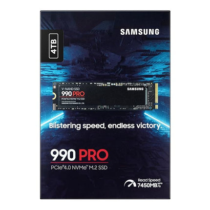 Samsung 990 PRO NVMe M.2 SSD, 4 TB, PCIe 4.0, 7,450 MB/s read, 6,900 MB/s write, Internal SSD, For gaming and video editing, MZ-V9P4T0BW