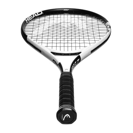 Raquette de tennis adulte HEAD Geo Speed - Pré-cordée Équilibre en tête 27,5 pouces - Manche 4 3/8 pouces, Noir/Blanc