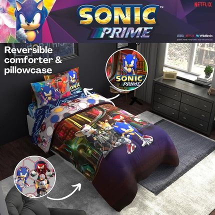 Franco Comforter and Sheet Set, Microfiber, Sonic Prime, 4 Piece Twin Size