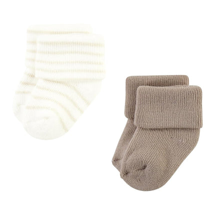 Hudson Baby Chaussettes en coton riches pour nouveau-nés et chaussettes éponge unisexe, rayures beiges, 6-12 mois, lot de 12 rayures beiges, 6-12 mois