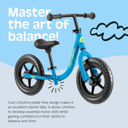 Retrospec Cub 2 Toddler 12" Balance Bike, 18 Months - 3 Years Old, No Pedal Beginner Kids Bicycle for Girls & Boys, Flat-Free Tires, Adjustable Seat, & Durable Frame