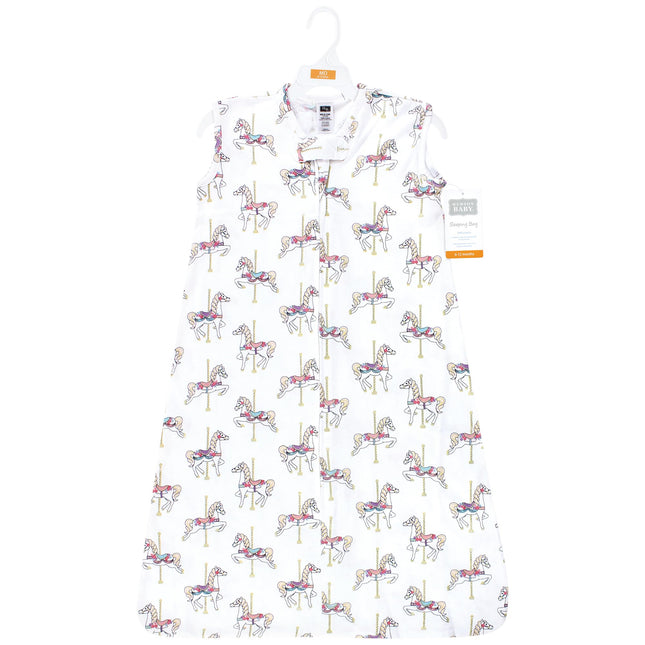Saco de dormir, saco, manta, de algodón sin mangas Hudson Baby Unisex para bebé, Caballo de Carrusel, 6-12 meses
