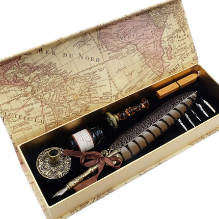 GC QUILL Antique Quill Pen Unique Half-Patterned F