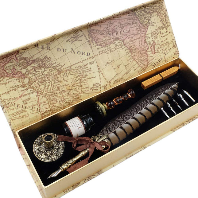 GC QUILL Antique Quill Pen Unique Half-Patterned F