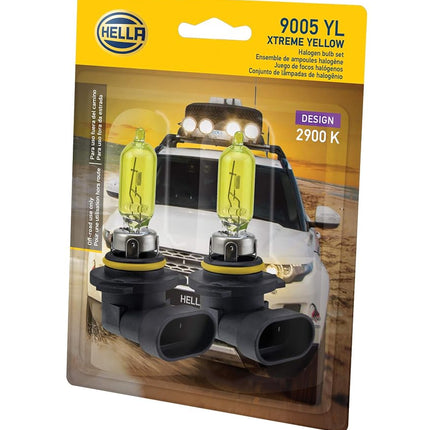 HELLA 9005 YL Twin Blister Xtreme Yellow Bulb (12V 65W), 2 Pack