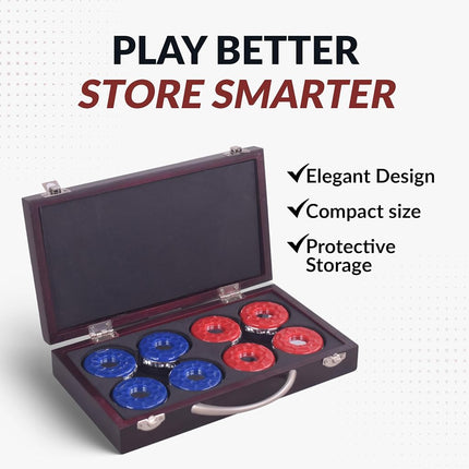 Hathaway Shuffleboard Pucks with Case (Set of 8), Dark Cherry Finish