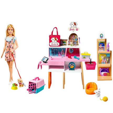 Barbie Doll (11.5-in Blonde) and Pet Boutique Playset