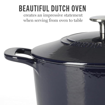 Martha Stewart Gatwick 4 Quart Enamel Cast Iron Dutch Oven - Navy Blue