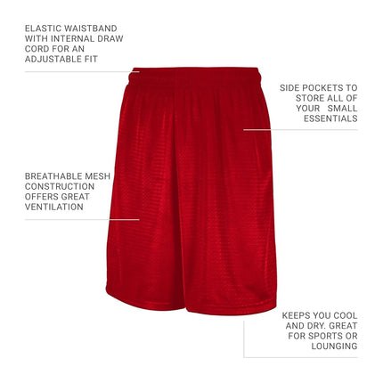 Russell Athletic Men's Mesh Short with Pockets, True Red, X-Large