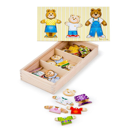 Melissa & Doug 3770 Puzle de madera de familia de osos para vestir Mix 'n Match con estuche de almacenamiento (45 piezas)