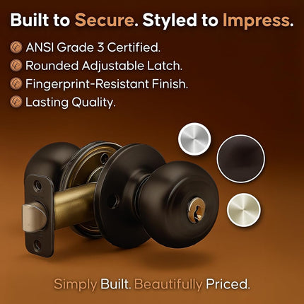Copper Creek CK2040TB Colonial Door Knob, Keyed Entry Function, 1 Pack, Tuscan Bronze
