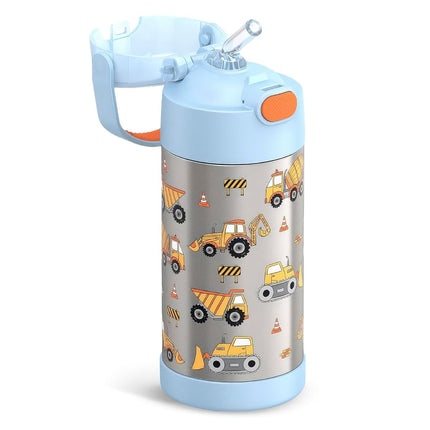 Botella de agua THERMOS FUNTAINER con pajita - 355 ml - Botella de agua infantil de acero inoxidable con aislamiento al vacío con tapa, Diseño de Construcción