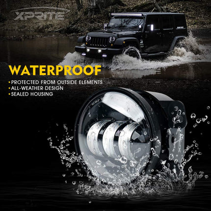 Xprite 4-Inch LED Fog Lights 60W High-Intensity Off-Road Fog Lamp for Driving, DOT Approved Replacement Compatible with 2007-2018 Jeep Wrangler Unlimited JK