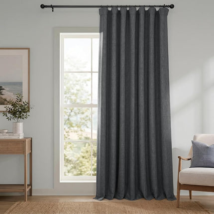 HPD Half Price Drapes - Rideaux en Faux Lin pour Salon (1 Panneau) - 100L X 120H - Rideaux Occultants Texturés Extra Larges pour Chambre de 120 Pouces de Long - Stores pour Décoration d'Intérieur, Gravier Foncé