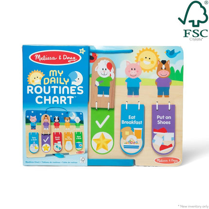 Melissa & Doug Wooden My Daily Day & Night Routines Chart – Double-Sided Interactive Board with Flip Tabs – Early Learning Toy for Kids Age 3 Plus - FSC Certified