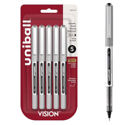 Bolígrafos Roller Uni-ball Vision Stick, Punta Fina, Tinta Negra de Uni-ball