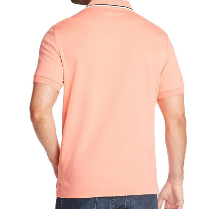 Nautica Men's Classic Fit Short Sleeve Dual Tipped Collar Polo Shirt, Pale Coral, XXL
