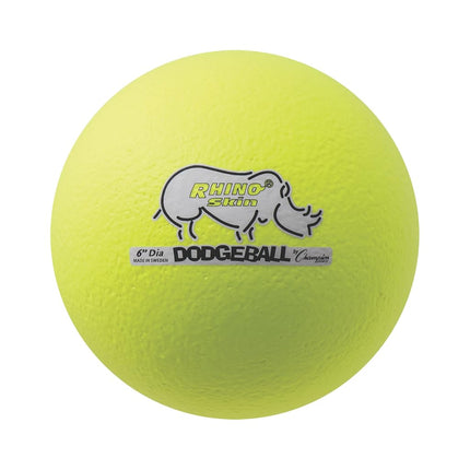 Champion Sports RXD6NYSET Rhino Skin Dodgeball, Set of 6, Neon Yellow, 6"
