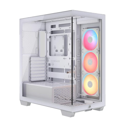 CORSAIR 3500X LX-R RGB iCUE LINK Panoramic Mid-Tower PC Case – 3x Pre-Installed LX120-R RGB Fans, Includes iCUE LINK System Hub, GPU Anti-Sag Arm, Fits up to 10x 120mm Fans – White