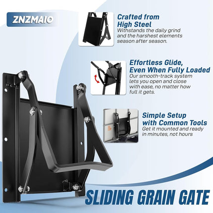ZNZMAIO Sliding Grain Gate for IBC Tote, 9” x 9”, Carbon Steel