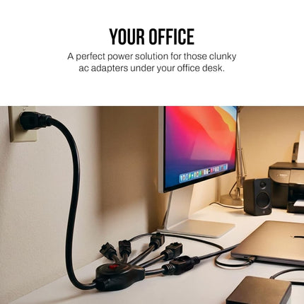 Stanley 31503 PowerSquid 5 Outlet Flexible Outlet Multiplier, Black