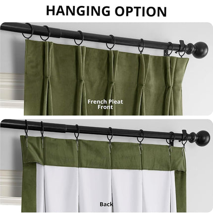 HPD Half Price Drapes Velvet Blackout Curtains/Drapes - 84 Inches Long 1 Panel Blackout Curtain Signature Pleated for Living Room & Bedroom - 25W X 84L, Hunter Green