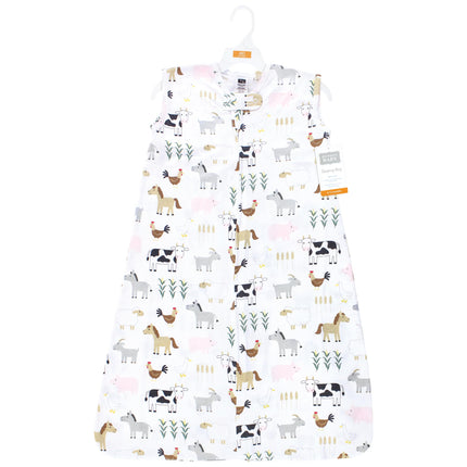 Hudson Baby Unisex Baby Cotton Sleeveless Wearable Sleeping Bag, Sack, Blanket, Cute Farm, 12-18 Months