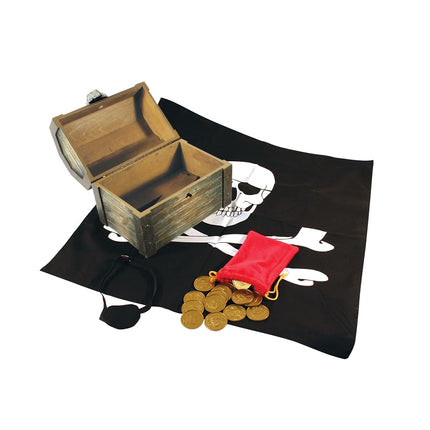 Melissa & Doug Wooden Pirate Chest (Pretend Play Treasure Chest Set, Pirate Dress-Up Accessories)
