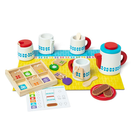 Melissa & Doug Steep & Serve Wooden Toy Tea Set | Pretend Play | Play Food | Wooden Toy | 3+ | Gift for Boy or Girl