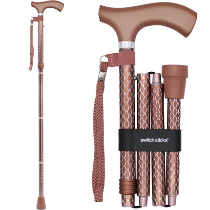 Switch Stick Luxury Engraved Rose Gold Walking Sti