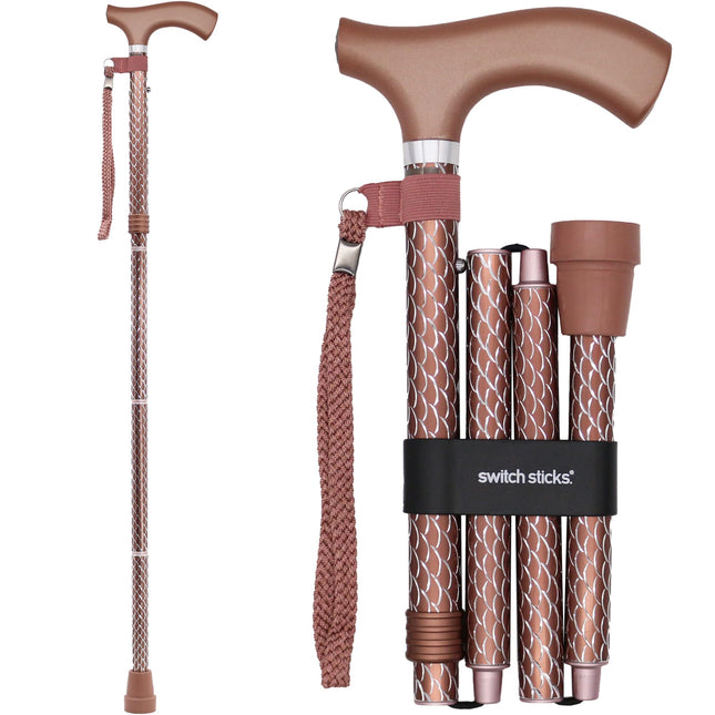 Switch Stick Luxury Engraved Rose Gold Walking Sti