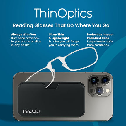 ThinOptics Folding Reading Glasses 1.00, Clear, Case, for Men and Women