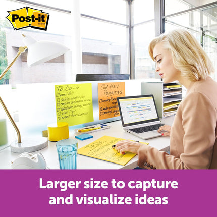 Post-it Super Sticky Big Notes, 27,9 cm x 27,9 cm, 1 bloc, 2 veces más poder adhesivo, Naranja Neón (BN11O)