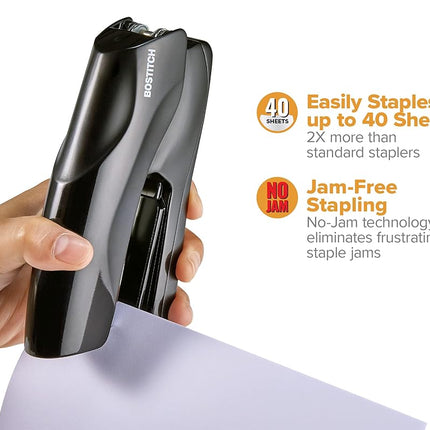Bostitch Office Heavy Duty Stapler, 40 Sheet Capacity, No Jam, Full Strip, for Classroom, Office or Desk, Black
