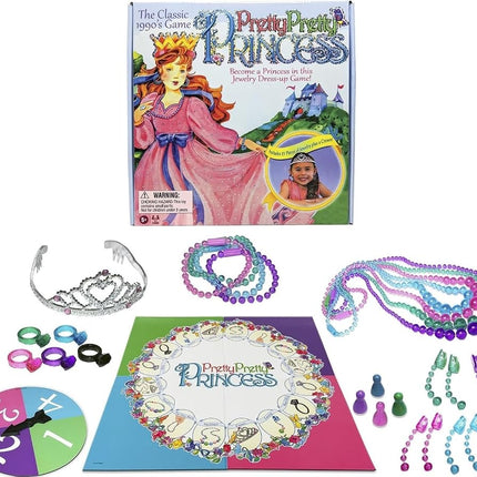 Pretty, Pretty, Princess avec les illustrations des années 1990 de Winning Moves Games USA, un délicieux jeu d'habillage et de bijoux pour 2 à 4 joueurs, à partir de 5 ans (1222)