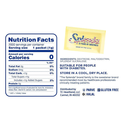 Splenda No Calorie Sweetener, 2000 Count