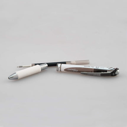 Pentel EnerGel Pearl RTX Retractable Liquid Gel Pen, (0.7mm), Medium Line, Needle Tip, Black Ink, Pack of 2 (BLN77WBP2A)