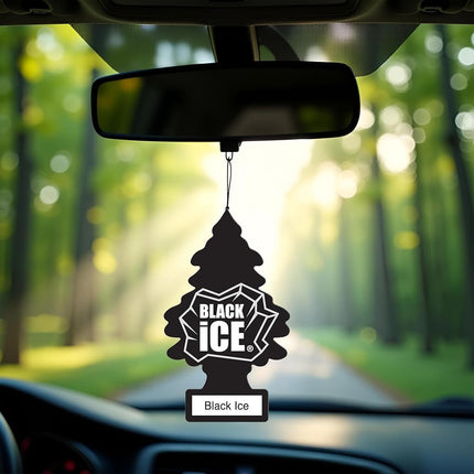 Little Trees Car Air Freshener | Hanging Paper Tree for Home or Car | Black Ice | 3 Pack