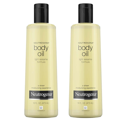 Lightweight Body Oil for Dry Skin, Sheer Moisturizer in Light Sesame Formula, 2 Bottles