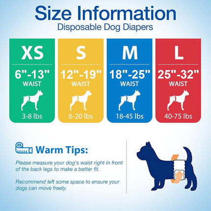 Pet Soft Disposable Male Dog Wraps - Dog Diapers for Male Dogs, Puppy Diapers 12pcs Large