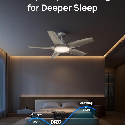 DREO Smart Ceiling Fans with Lights, Low Profile Ceiling Fan with Alexa/App, 52'' Dimmable Lighting & Color Tuning, RGB Ambient Light for Living Room, Game Room, Easy Installation, Quiet, Black