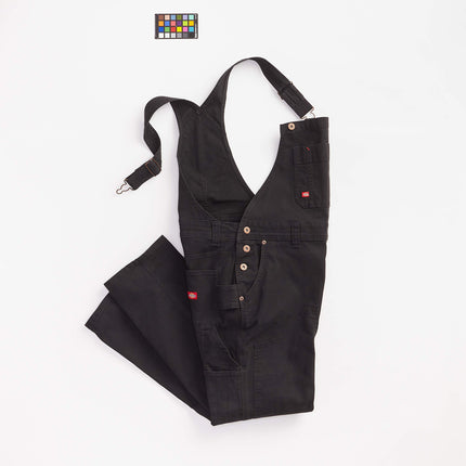 Dickies Women's Duck Double Front Bib Overalls, Rinsed Black, XL