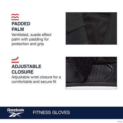 Reebok Classic Gloves for Men and Women - Breathable, Lightweight, Fitness and Weightlifting Gloves for Workout, Crossfit, Cycling and Home Exercise